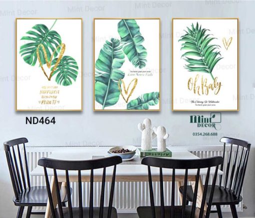 bộ 3 tranh những chiếc lá nhiệt đới