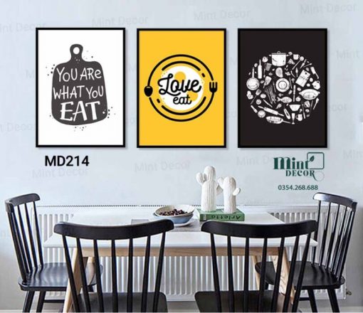 Bộ 3 tranh love eat