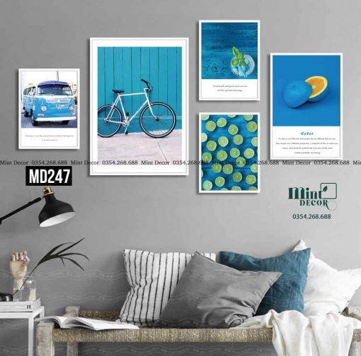 Bộ 5 Tranh Màu Xanh Cá Tính