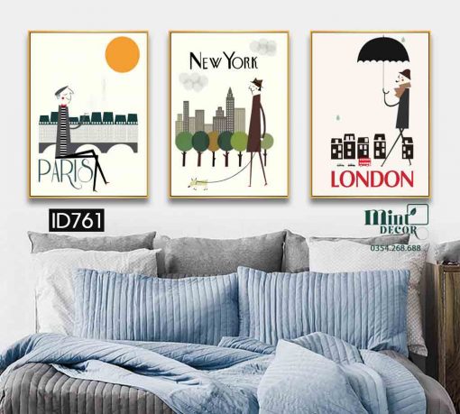 Bộ 3 Tranh Paris, London, New York