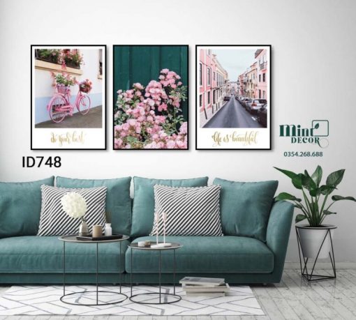 Bộ 3 Tranh Sắc Hồng Muôn Nơi