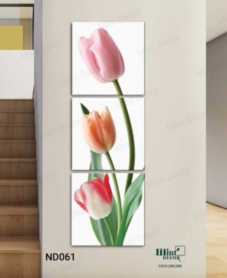 bộ 3 tranh những bông hoa tulip