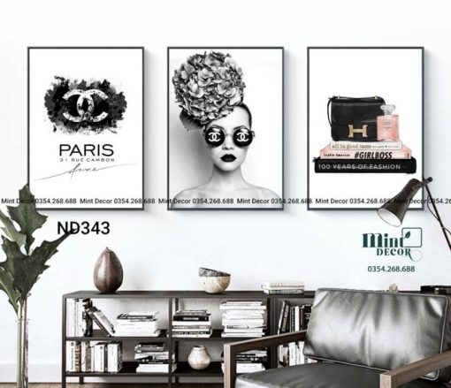 bộ 3 tranh Paris Chanel