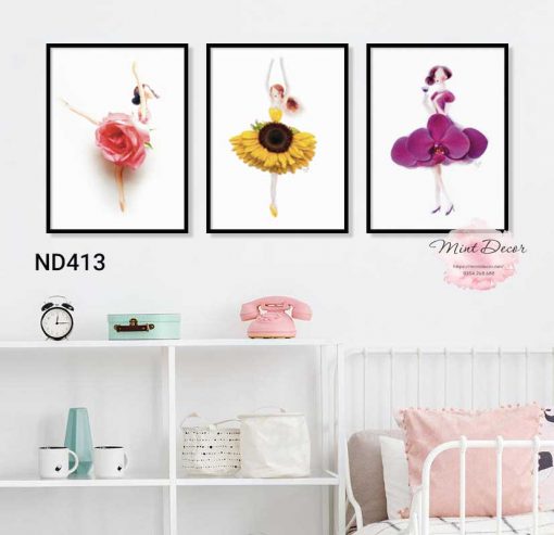 bộ 3 tranh những bông hoa biết múa