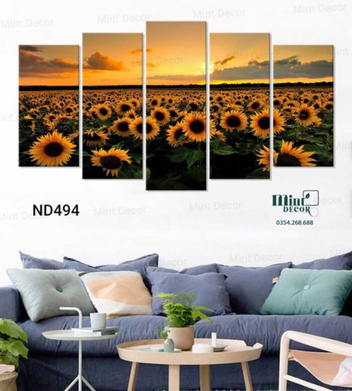 bộ 5 tranh đồng hoa hướng dương