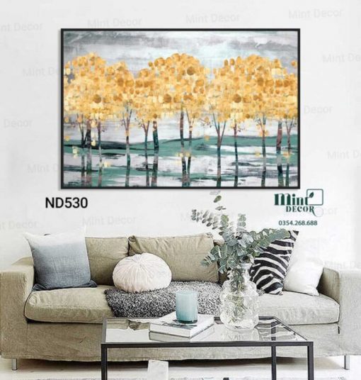 tranh rừng cây vàng trừu tượng