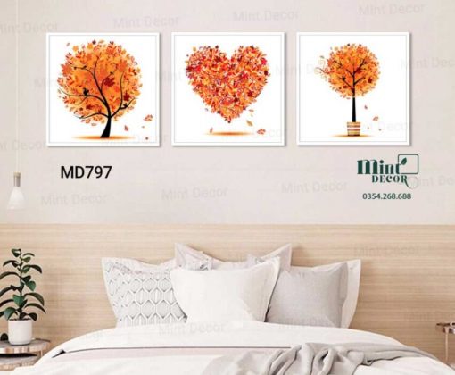 bộ 3 tranh lá mùa thu lãng mạn