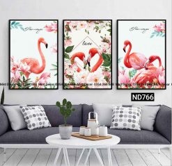 bộ 3 tranh đôi flamingo