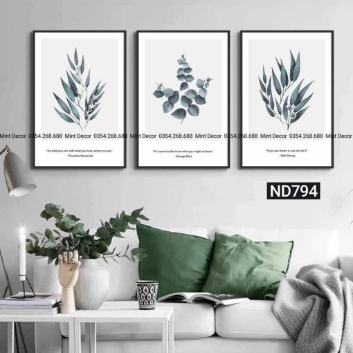 bộ 3 tranh nhành lá xanh