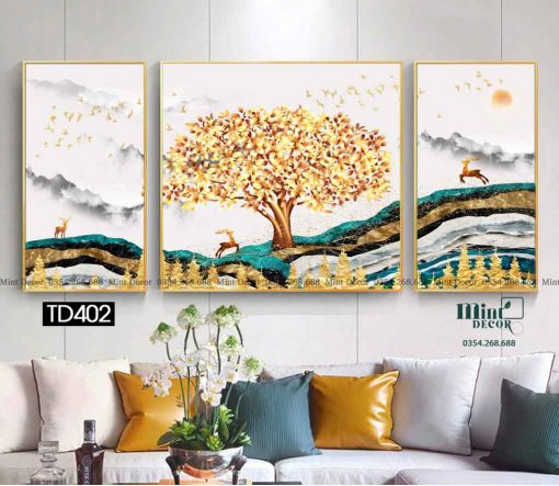 bo 3 tranh huou vang mua xuan