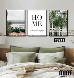 Bộ 3 Tranh Home Lá Xanh